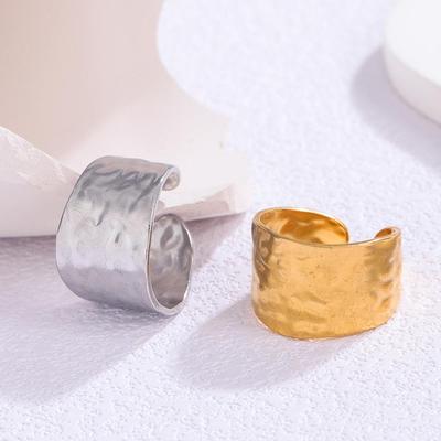 European & American Style Adjustable Textured Titanium Steel Wide Band Ring