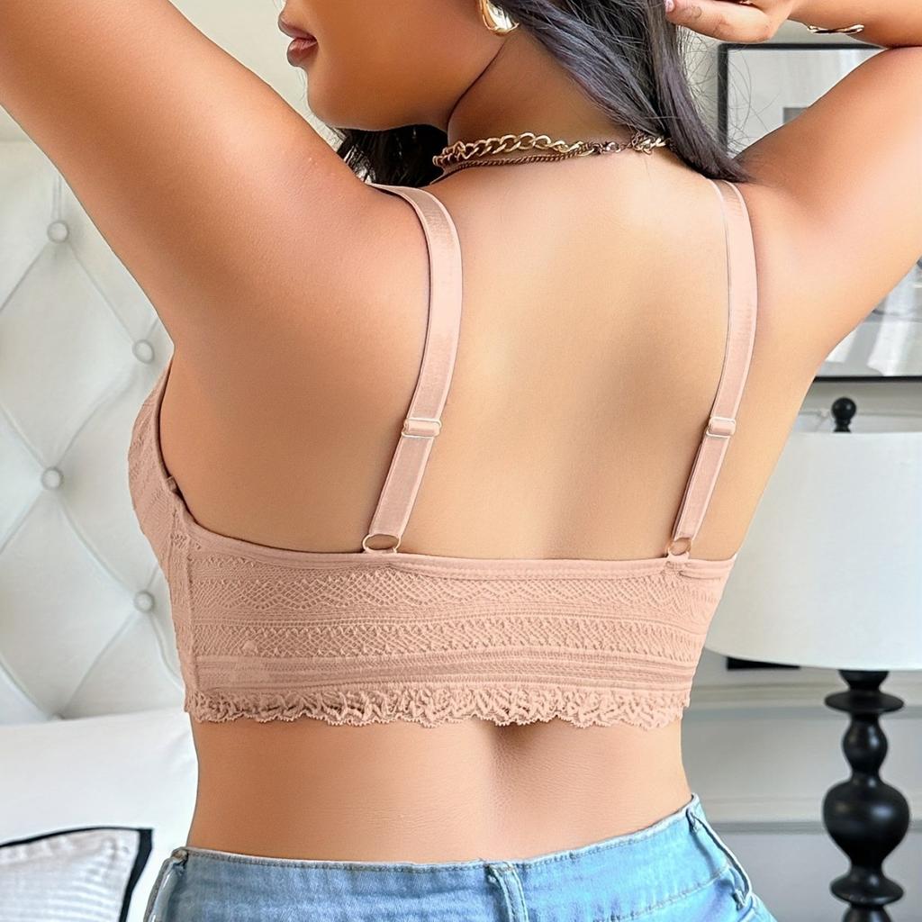 Women's Seamless Large Size Front-Hook Underwire Lace Bra U-Shaped Back Nursing Bra