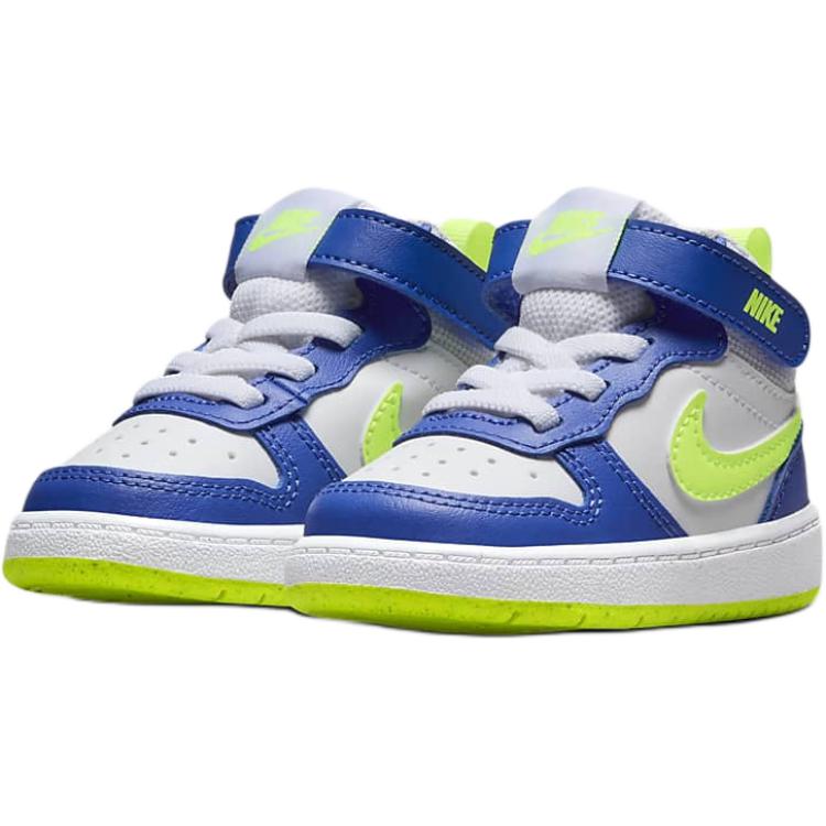 Nike Court Borough 2 Comfortable Non-Slip Durable Mid-Top Walking Shoes Baby Shoes Blue White HJ9281-488
