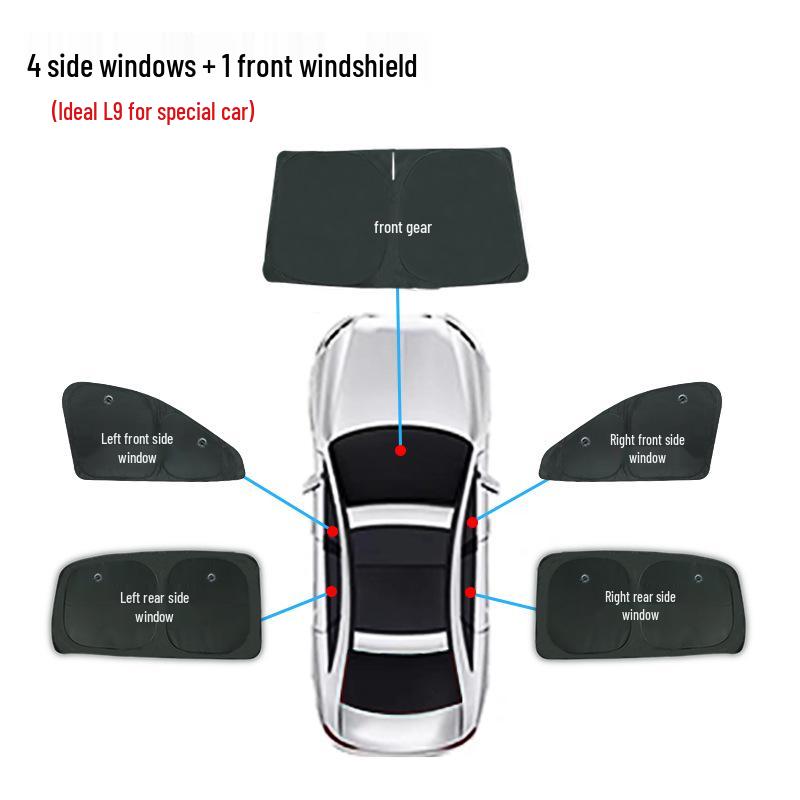 Ideal L9 Opaque Car Window Sunshade: Sun Protection, Heat Insulation, Privacy Curtains for Camping.