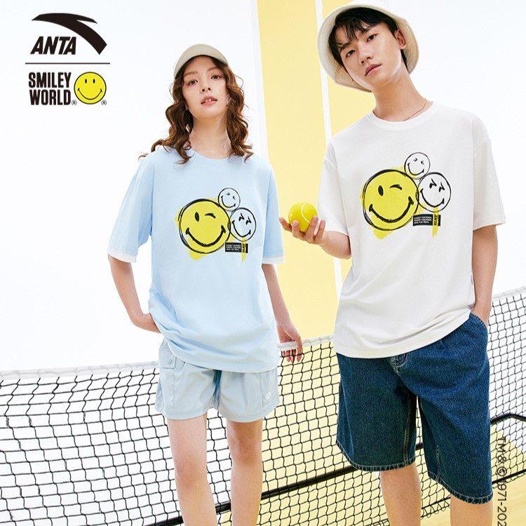 Anta X SmileyWorld Life Collection T Shirt Unisex White 152328142-1