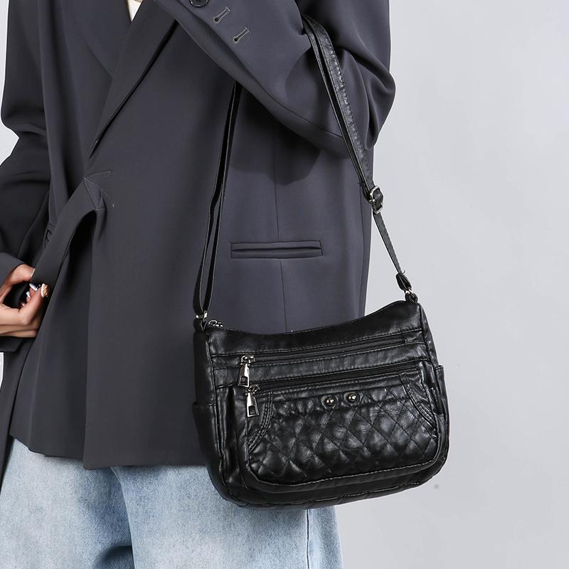 Women's Soft Leather Bag Vintage Mother Bag PU Large Capacity Middle-Aged Shoulder Crossbody Bag
