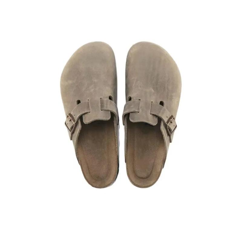 Birkenstock Boston Unisex Leather Metal Pin Buckle Slip-On Closed-Toe Clogs Light Tan 1018147 39