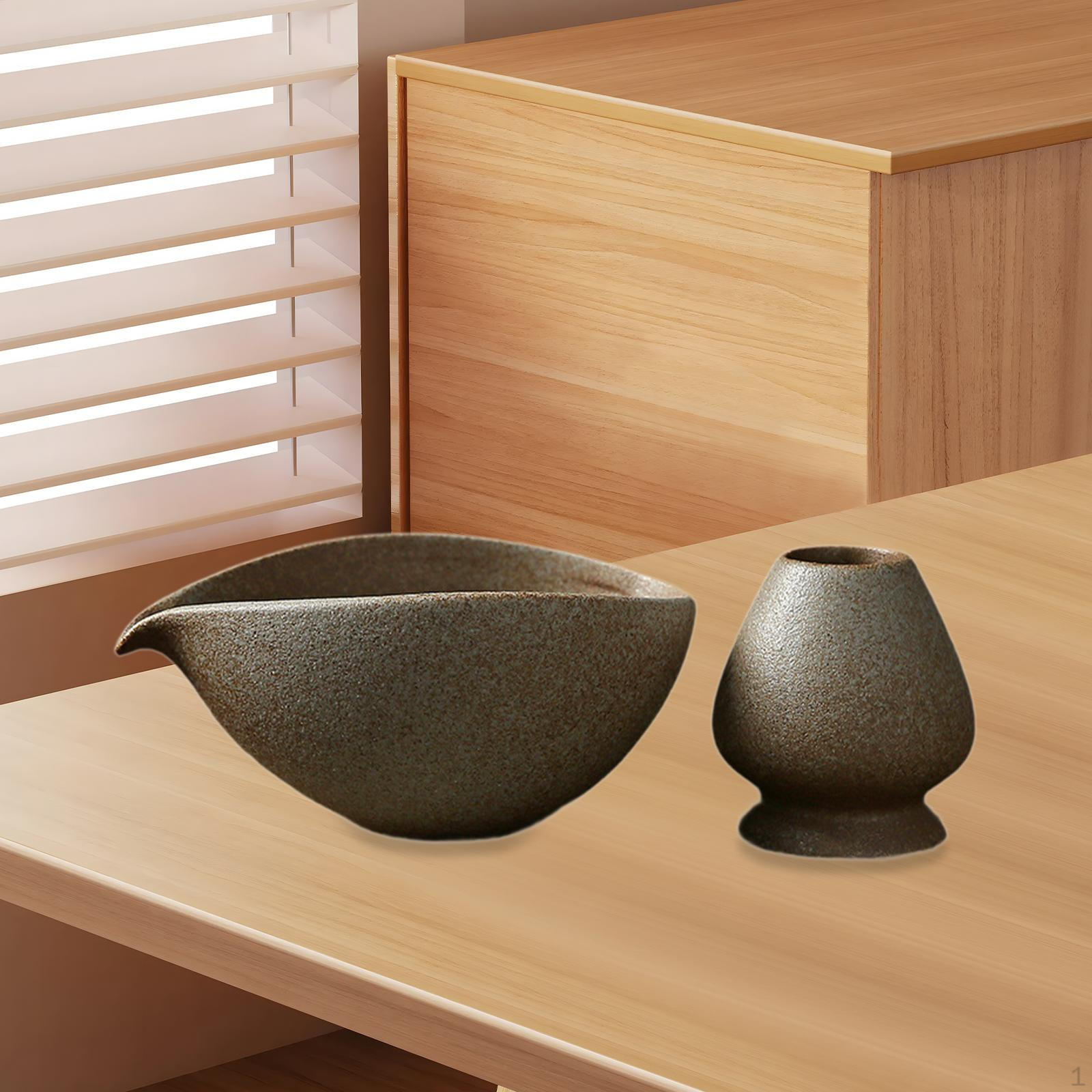 

Керамическая миска для смешивания матча с держателем для венчика для начинающих Style D