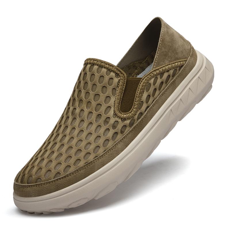 

Fashion Mens Slip on Walking Shoes Lightweight Mens All-match Loafers Hollow Out Mens Outdoor Sneakers Summer Men s Comfortable Flats 45 хаки
