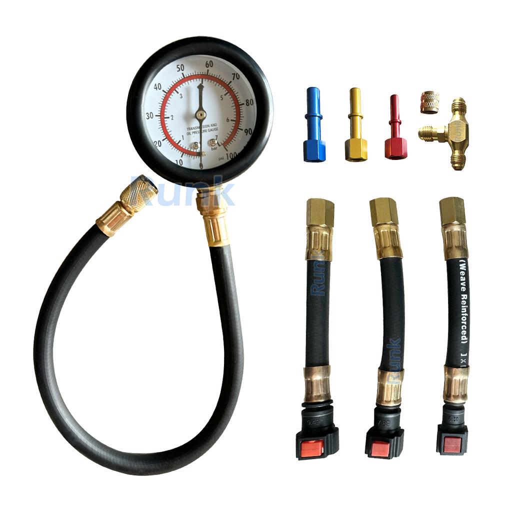 Fuel Pressure Tester Kit 0-100PSI 3-Size Adapters Fuel Pump Pressure Tester Multiple Connection Methods for Car Truck Motorcycle