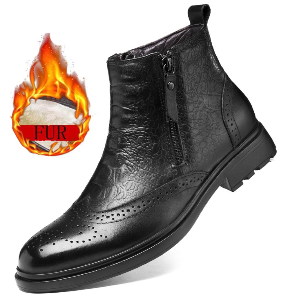 Mode Nya Lyxmärke Herrskor Äkta Läder Chelsea Ankelstövlar Affärsklänning Korta Stövlar Affärsdejting Formella Festskor