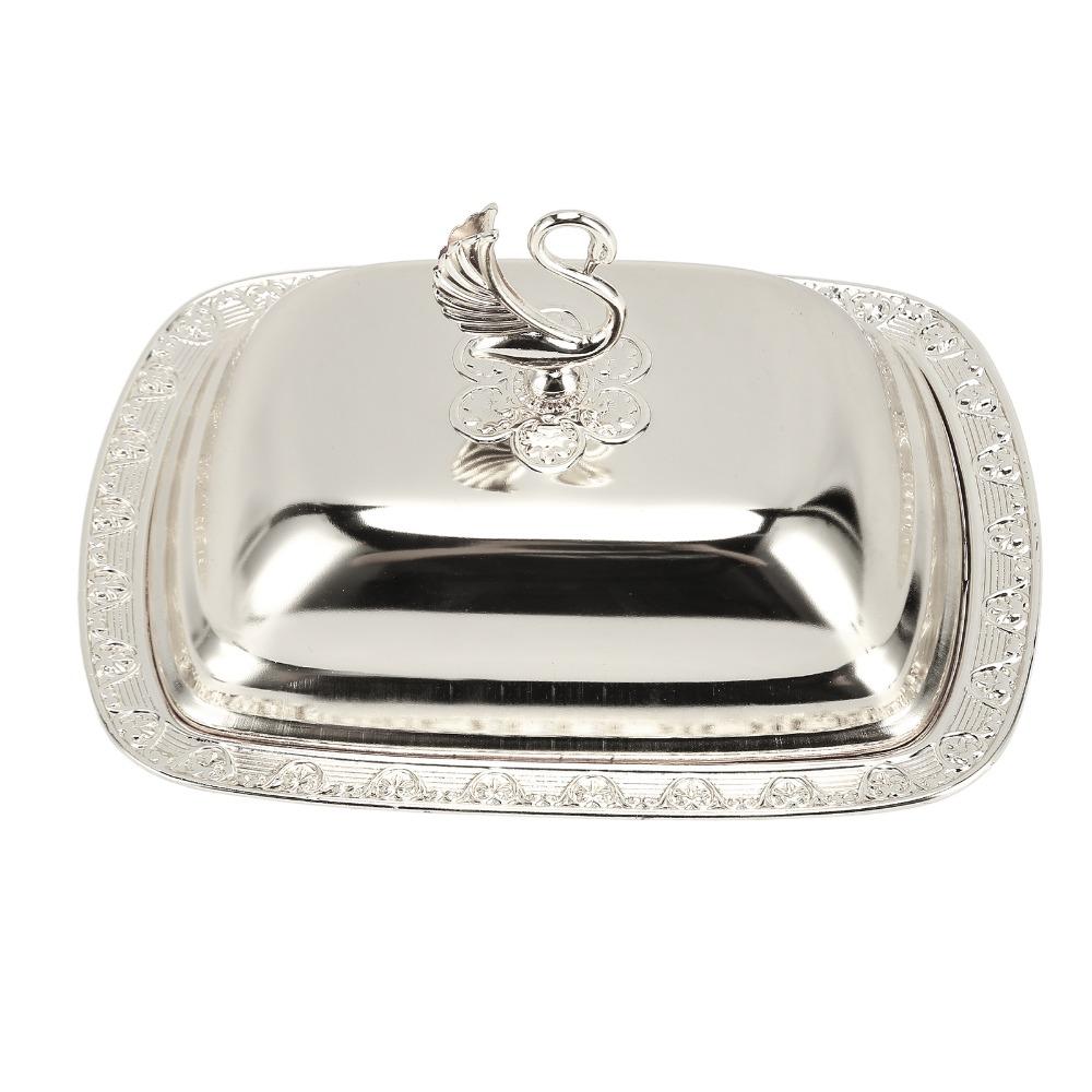 Silver Finish Covered Serving Dish European Style Candy Bowl Stylish Fruit Dish For Candies
