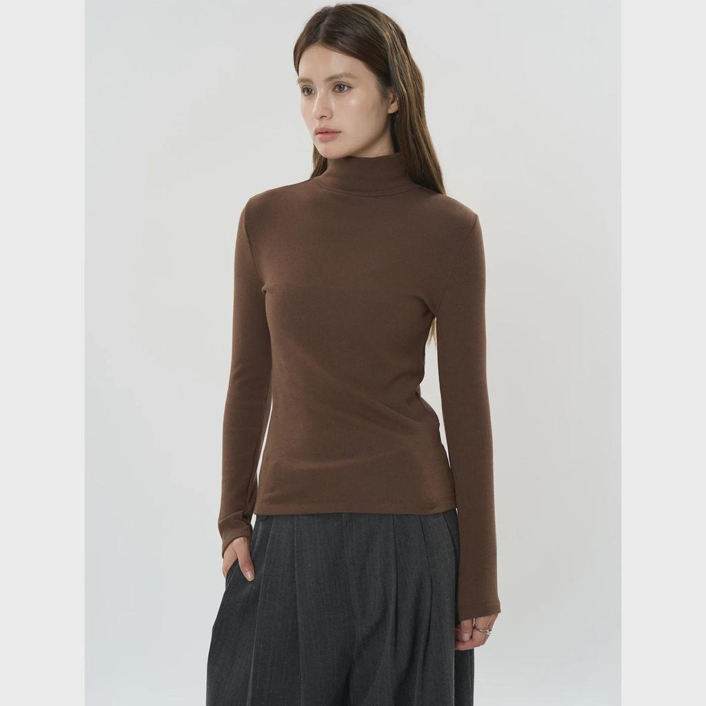 Louvre Winter Korean-Style High Collar Velvet T-Shirt for Women - Warm, Slim Fit Fashion