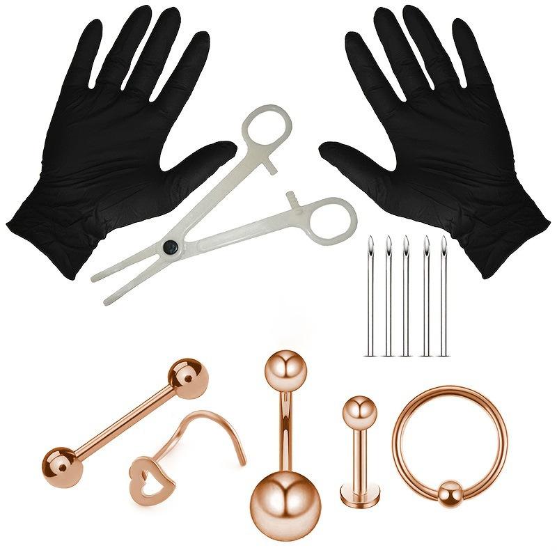 Puncture Suit Piercing Jewelry Kit Contains 5 Pieces Puncture Needle Nose Ring Navel Stud Combination
