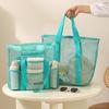 Large Mesh Beach Bag with Compartments - Breathable Gym & Swim Travel Organizer