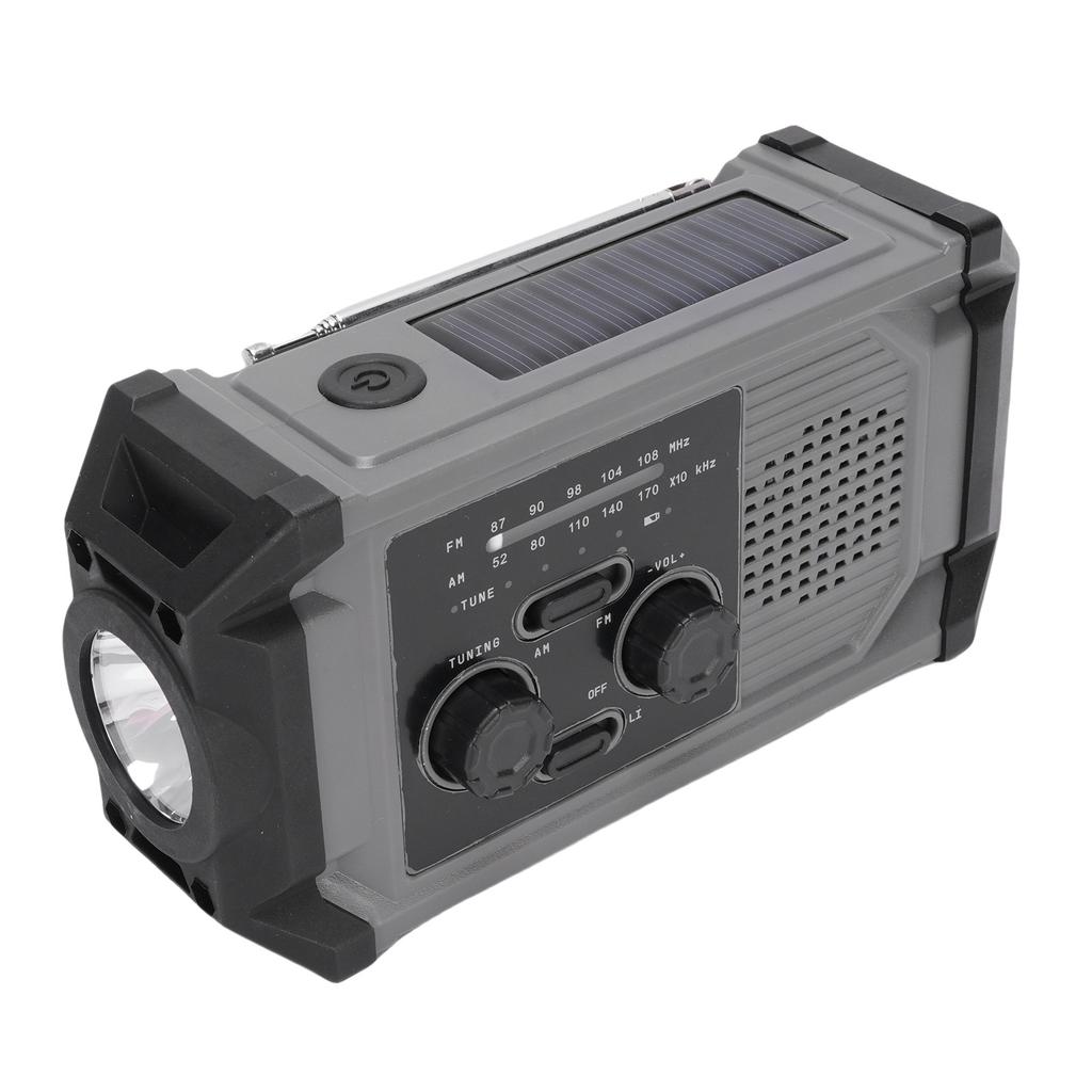 Solar Hand Crank Radio Multi Functional IPX4 Water Proof Emergency AM Frequency Modulation Radio with LED Flashlight