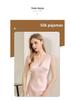 Luxurious Mulberry Silk French Nightgown - Women's V-Neck, Wide Shoulder Straps, Mid-Length