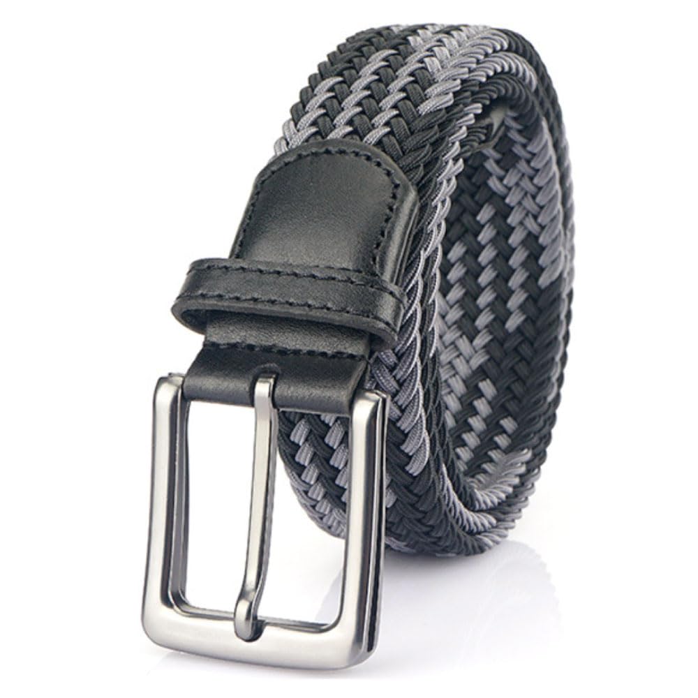 

Бесступенчатый сетчатый ремень без отверстий для и джентльменов [FREESE] Мужской ремень, плетеный, повседневный, деловой, для гольфа, (Черный/Серый Волна)