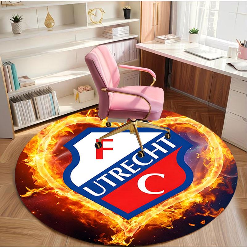FC Utrecht Print Round Rug, Washable Floor Carpet, For Entryway Dorm Laundry Room Office Study, Home Decor Birthday Christmas Gift