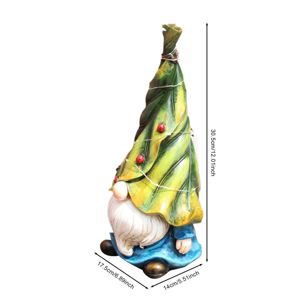 Cartoon Gnome Garden Decor With Lights Outdoor Statues Waterproof Resin Figurines Night Decorative Lamp Accessories