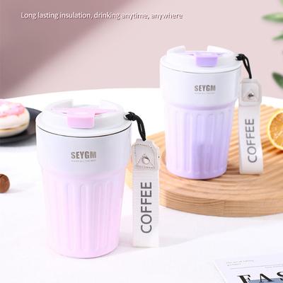 Insulated Cup Women's Portable Double-Layer Stainless Steel Vacuum Insulated Cup Office Coffee Cup Gradient Color Simplicity Cup