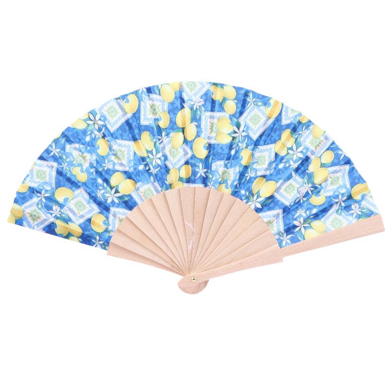 Ventilateur à main pliable motif citron cerise mignon, manche en bois, ventilateur portable d'été pour activité de danse, fête, décoration de mariage