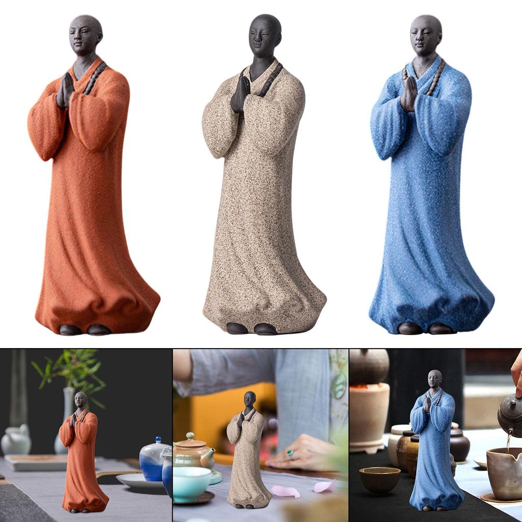 Chinese Buddha Statue Monk Figure Tea Pet Stylish and Elegant Home Decoration Monk Figurine for Business Car Living Room Yard