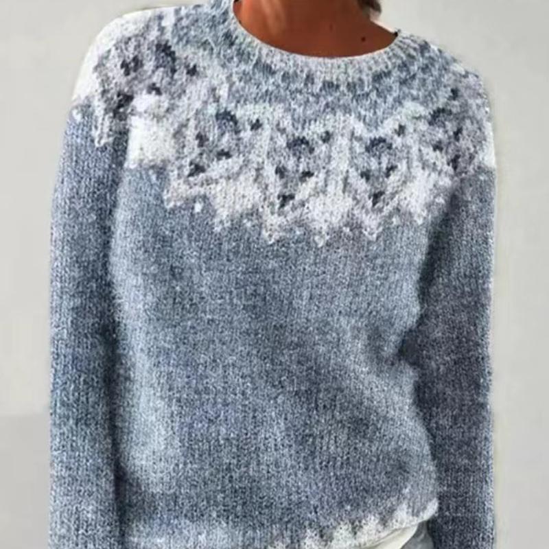 Sweater Women Round Neck Matching Color Loose Fashion Pullover Sweater