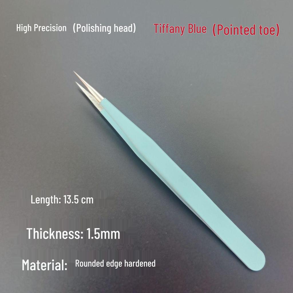 Black Anti-Static Stainless Steel Curved Tip Tweezers Set for Nail Art, Journaling, and Repairs