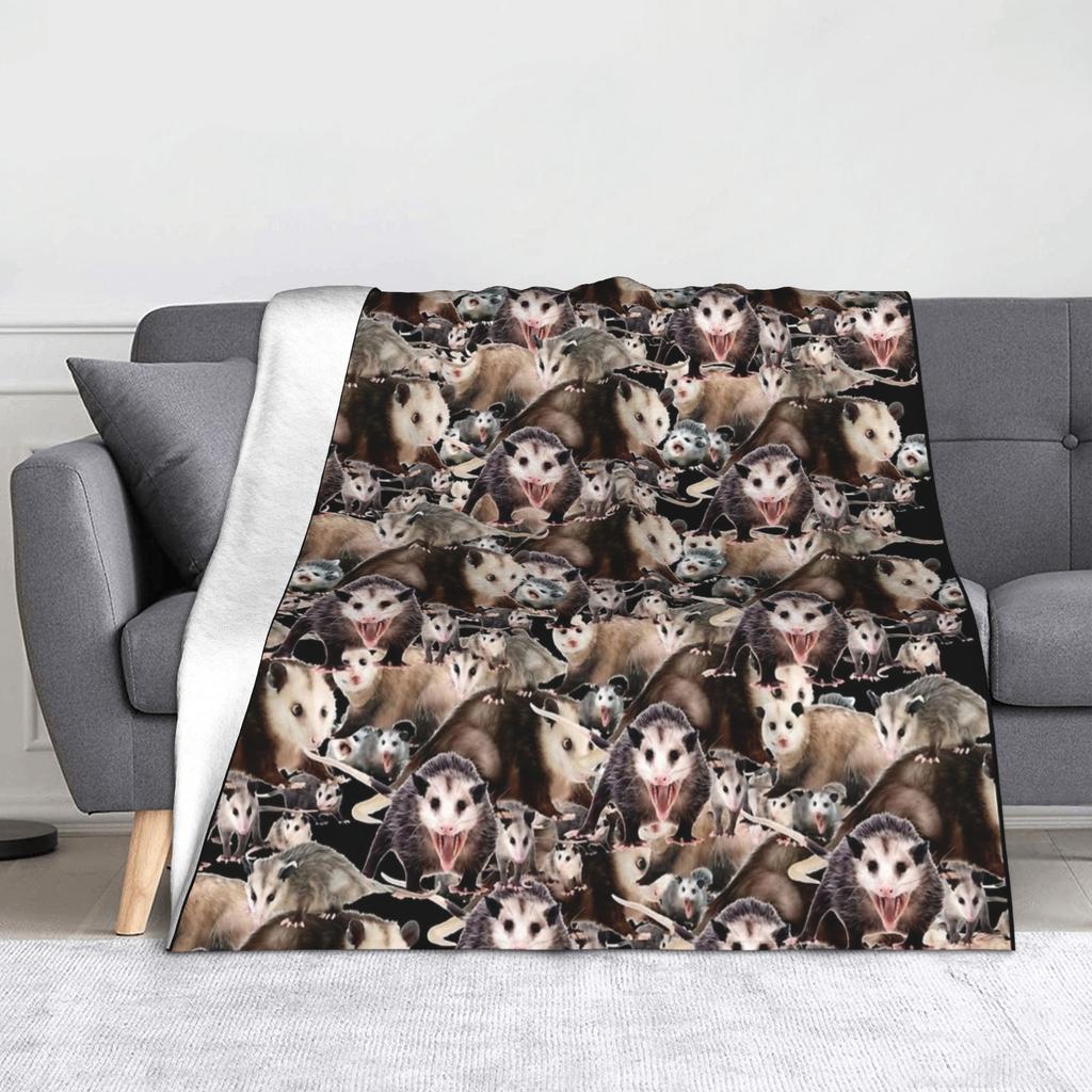 Starry Night Opossum Van Gogh Possum Funny Rodent Blankets Breathable Soft Throw Blanket for Bed Outdoor Plush Thin Quilt