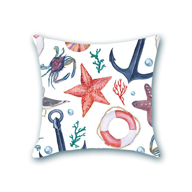 Blauer Anker Nautischer Sofakissenbezug Nordisch Retro Zuhause Stoff Seestern Kissenbezug
