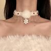 Pearl Pompom Snowflake Pendant Choker: Elegant Christmas Necklace for Women