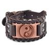 Trendy Wide Leather Taiji Yinyang Bracelet Viking Style Mens Bangle Jewelry Gift for Men