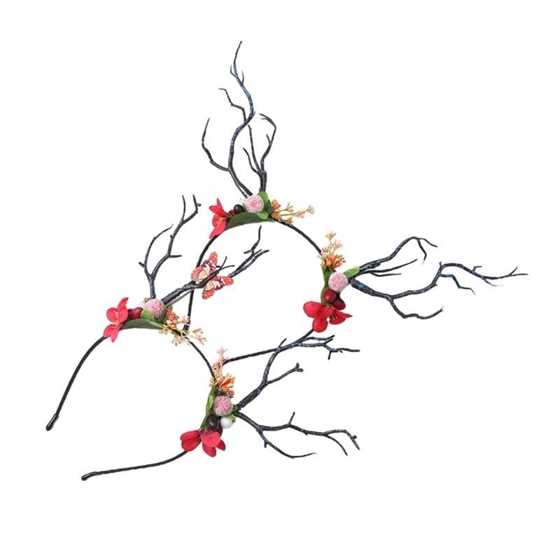 Cute Tree Branch Reindeer Antler Hair Hoop Women Photography Makeup Headband for Christmas Party Hair Accessories