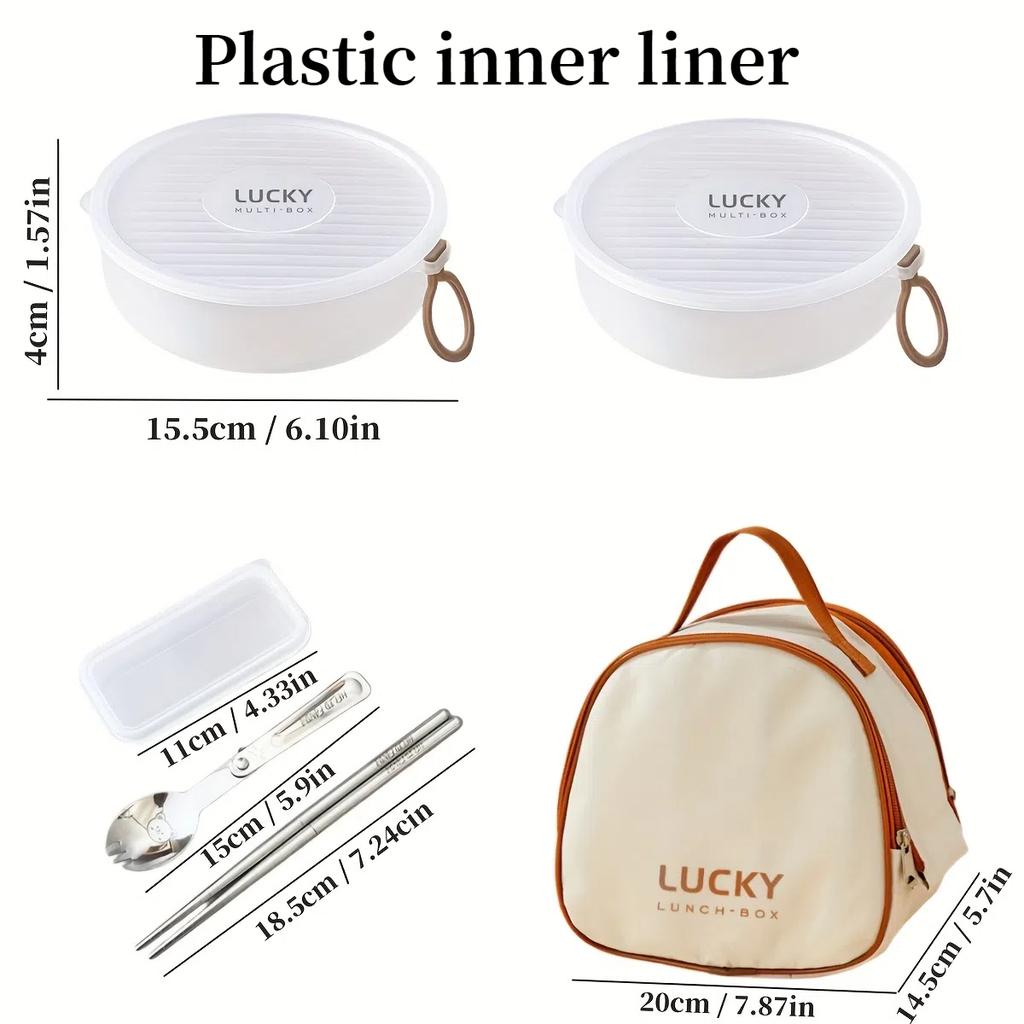 WORTHBUY Plastic/304 Stainless Steel Lunch Box For Student Kids Portable Microwave Round Leak-proof Fruit Salad Lunch Container