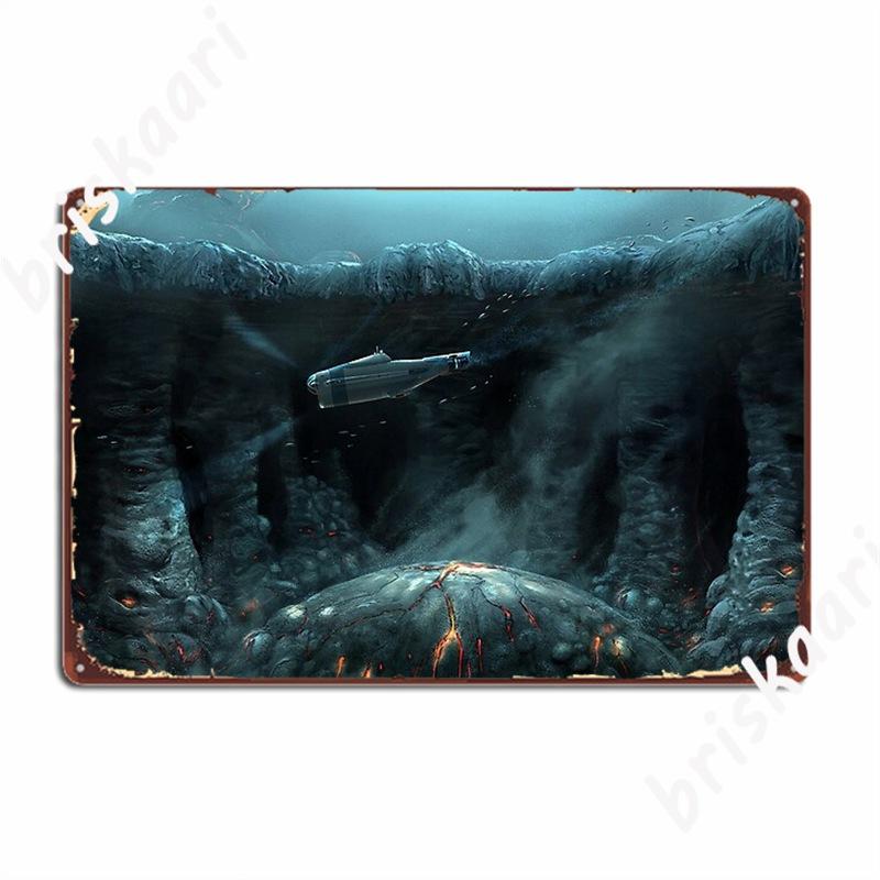 Subnautica Lava Caverns Concept Art Poster Metal Plaque Plaques Wall Pub Mural Customize Tin Sign Poster 20X30CM