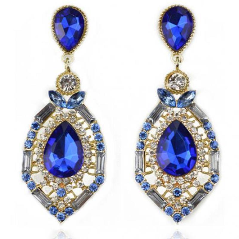 Orecchini pendenti a goccia grande con strass a forma di goccia elegante di lusso da donna