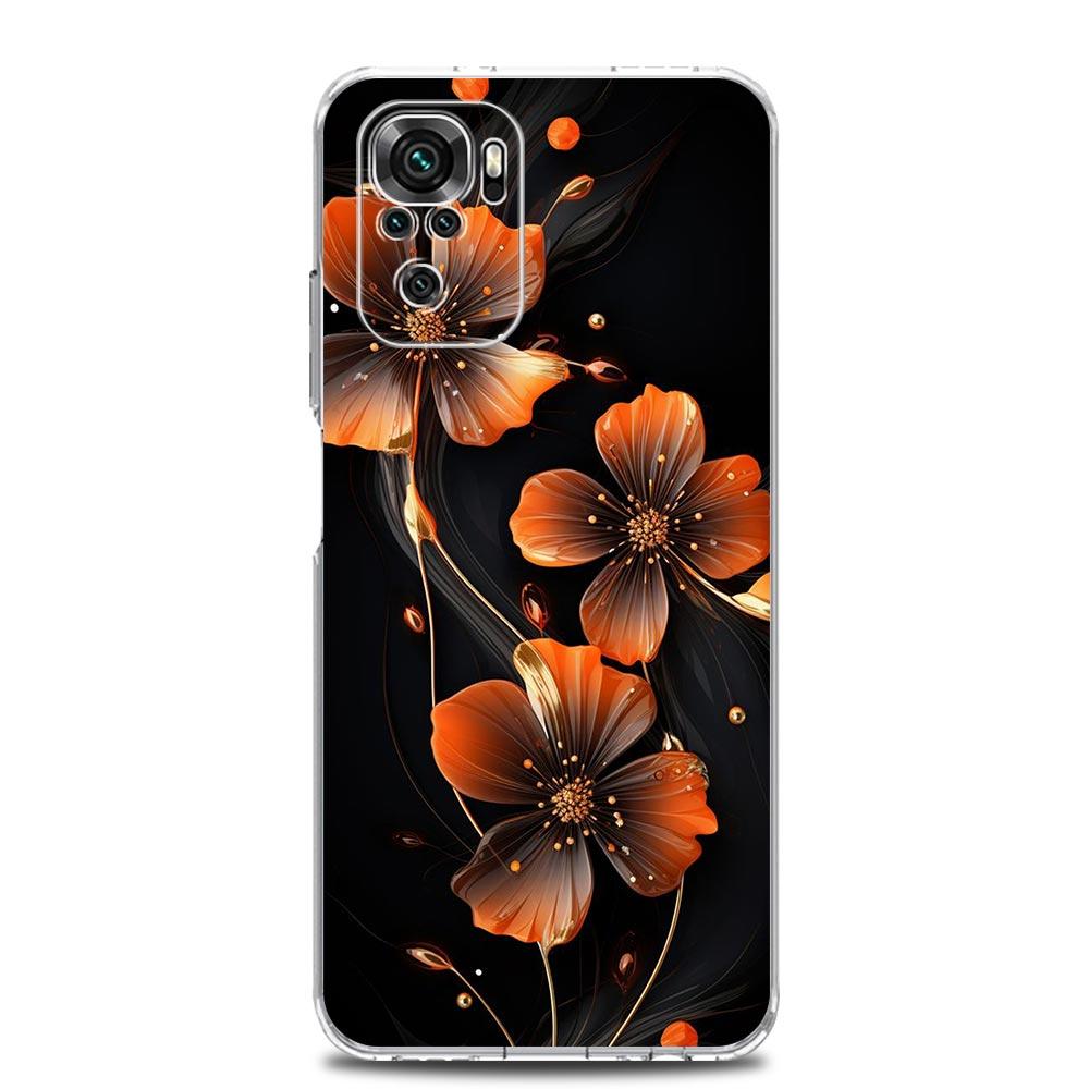 Phone Case For Xiaomi Redmi Note 13 12 5G 9S 9 8 10 11 Pro Plus 4G 9T 13C 12C 10C 9C 9A 7 Pro Clear Cover Beauty Flowers Leaves