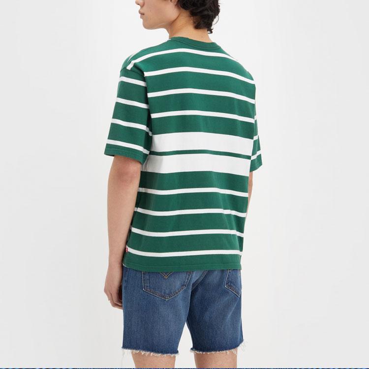 Levis Color Block Striped Logo Print Round Neck Short Sleeve T-Shirt Men Tops A5805-0007