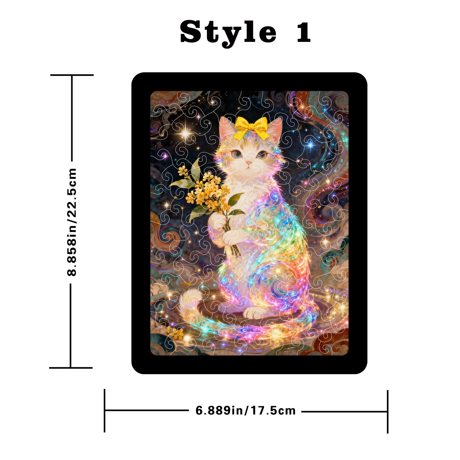 Iridescent Flower Kitten Puzzle Acrylic Ornament