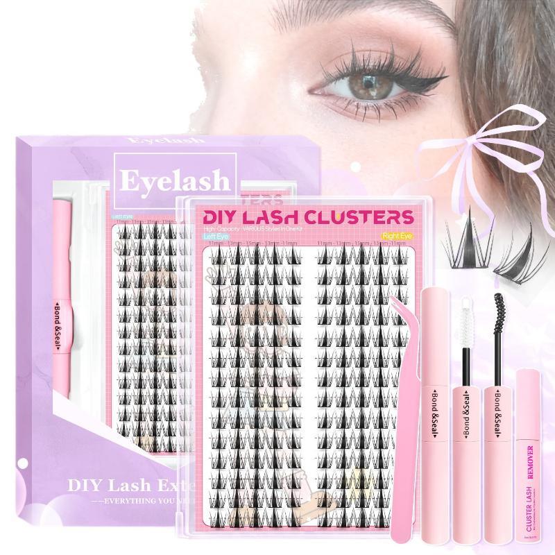 140 Cluster Korean False Lash Extension Kit Comfortable All Day Wear Lashes for Cosplay Daily Long Time Makeup
