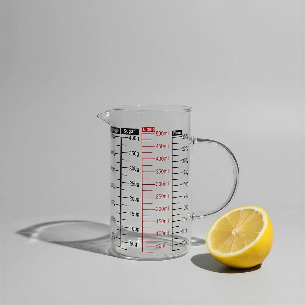 KITCHEN MEASURING JUG 500 ml HEAT-RESISTANT WITH MEASURING GRADUATION GLASS
