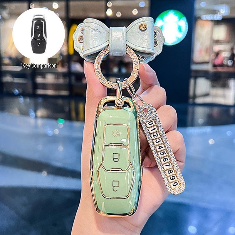 Key Cover for Ford Edge 15-17, Mondeo, Kuga, Focus - Stylish Car Key Shell for Women