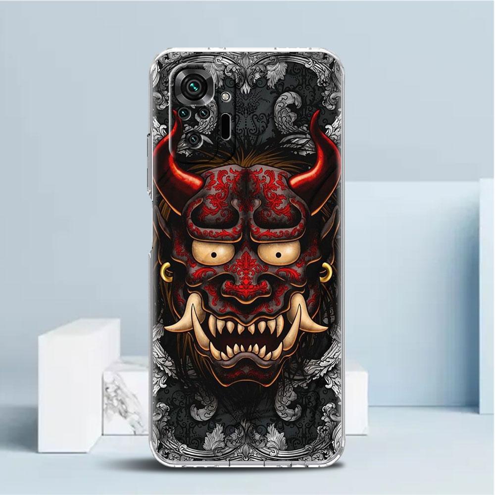 Husă Mască Samurai Oni Pentru Xiaomi Redmi Note 11 Pro 10 9 9S 8 8T 7 9A 9C 9T 10 10C K40 Husă Moale Transparentă TPU Pentru Telefon