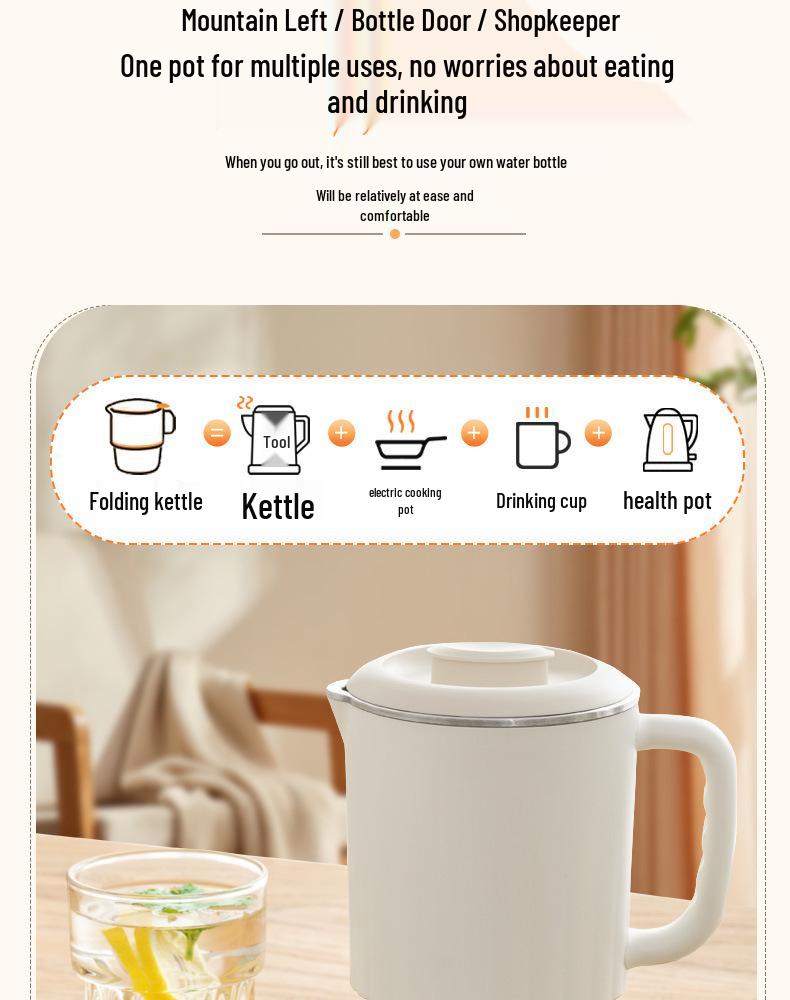 Portable Folding Electric Kettle: Compact 304 Stainless Steel Water Heater for Travel