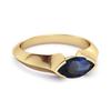 Blue Sapphire Marquise Shape Solitaire Ring - 925  Sterling Silver Gold Vermeil