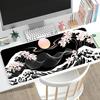 UkiyoE Wave Sakura Print Large Gaming Mousepad NonSlip Rubber Base Stitched Edge Office Keyboard Workstation Decor