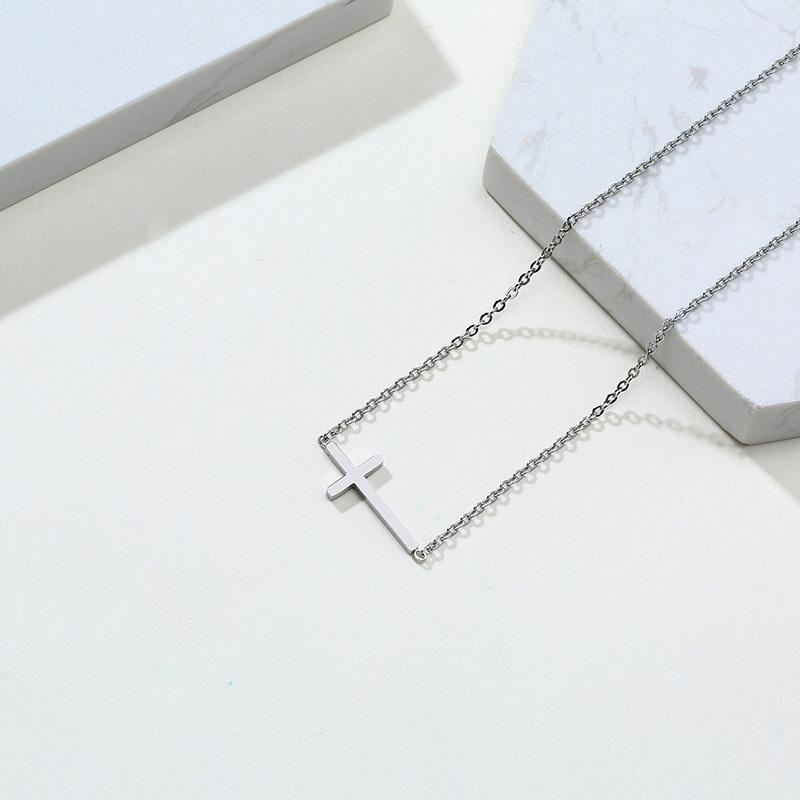 Vnox Simple Stainless Steel Cross Pendant Necklaces for Women, Prayer Religious Choker Collar Christian Gift Jewelry