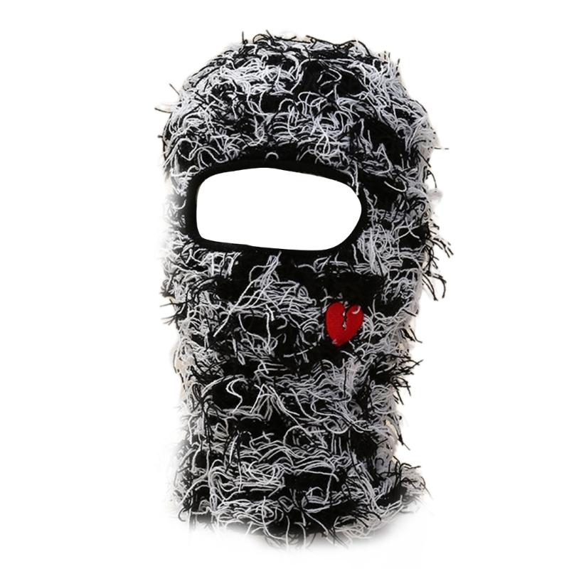 Autumn Knit Balaclava for Teenagers Keeping Warm Protecting Neck Hat Windproof чёрный/белый