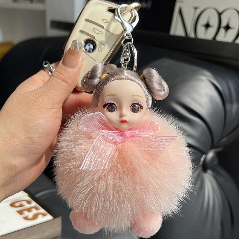 

Кукла из натурального лисьего меха Брелок-подвеска для автомобиля Милая плюшевая кукла Кукла Подвеска для сумки-книги Кукла Подарок для пары