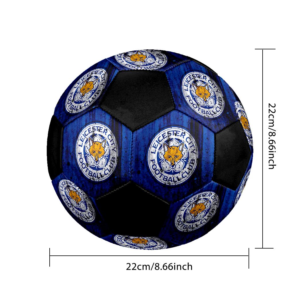 SIZE 5 Leicester City FC Soccer Ball Colorful All Ages Machine Stitched PVC Competition Ready Durable High-Bounce