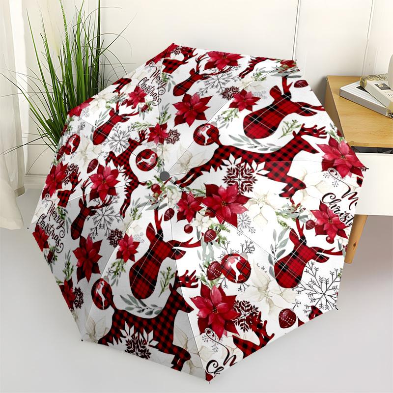 

1pc Deer Print Automatic Folding Umbrella & Self-Folding Canopy - Heavy-Duty 8-Rib Iron Frame, Birthday, Valentine s Gift yy251231056