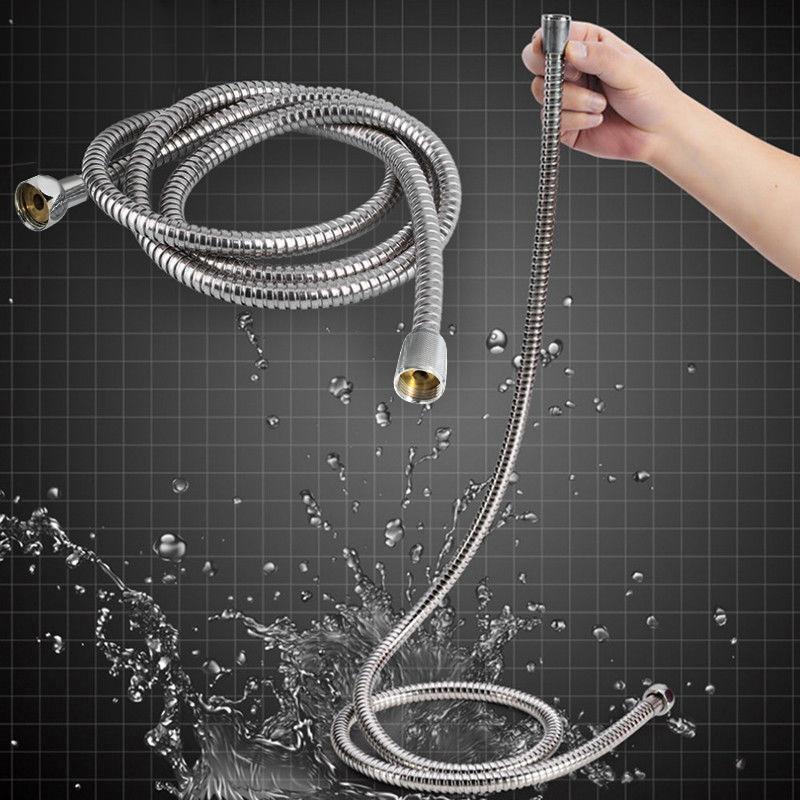 Bathroom Shower Head Hose Gasket Flexible Water Pipe 21.51M Chrome Shower Head Hose Pipe Durability Washers Stainless Steel