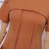 ZANZEA Women Casual Round Neck Solid Color Short Sleeve Dress